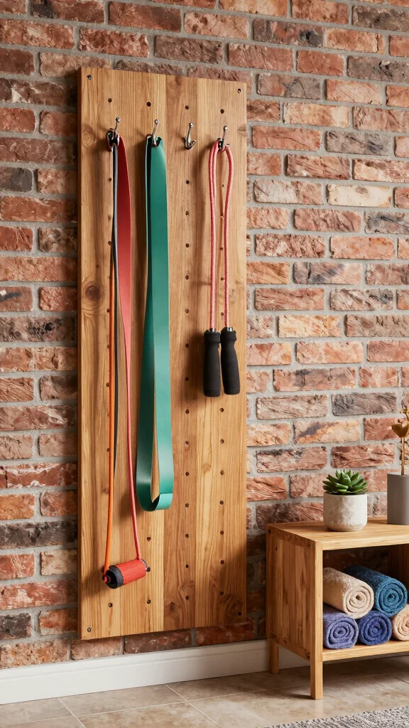 11 Home Gym Pegboard Concepts for Organized, Wall-Mounted Equipment - 3. Rustic Charm with Wooden Pegboards 1
