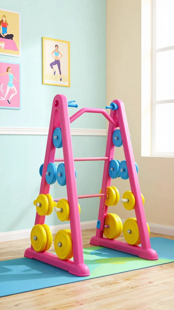 11 Home Gym Rack Ideas for Strength Training in Any Space - 10. Trendy Colorful Racks 1