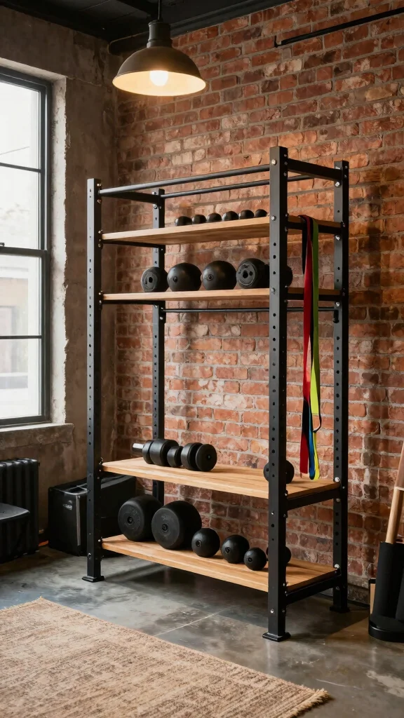 11 Home Gym Rack Ideas for Strength Training in Any Space - 3. Industrial Style Rack 1