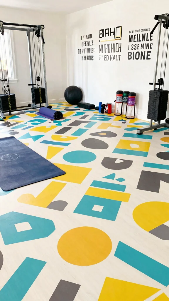 11 Home Gym Vinyl Flooring Ideas That Are Durable and Easy to Clean - 6. Custom Patterns for Personal Touch 1