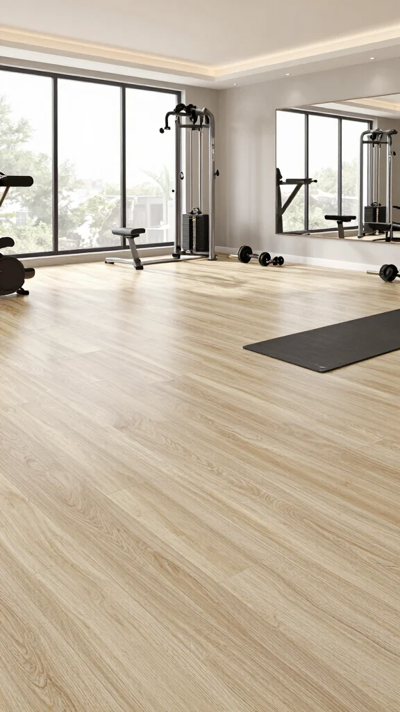 11 Home Gym Vinyl Flooring Ideas That Are Durable and Easy to Clean - 7. Luxury Vinyl Tile (LVT) for the Best of Both Worlds 1