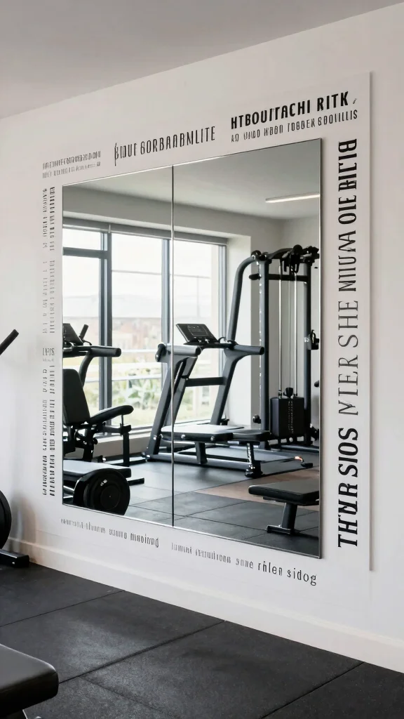 11 Home Gym Wall Art Ideas That Motivate Every Single Workout - 10. Mirrors with Inspirational Touches 1