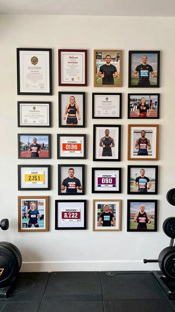 11 Home Gym Wall Art Ideas That Motivate Every Single Workout - 3. Personal Achievement Wall 1