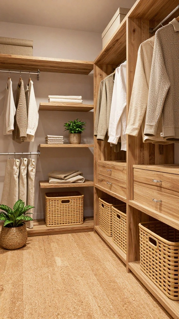 11 Quiet Luxury Walk-in Closet Ideas for an Elevated, Calm Dressing Room - 1. Natural Materials for a Calm Retreat 1