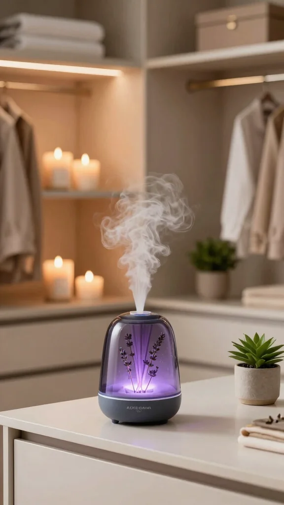 11 Quiet Luxury Walk-in Closet Ideas for an Elevated, Calm Dressing Room - 10. Aromatherapy for a Calm Environment 1