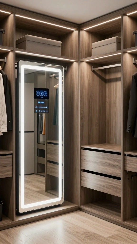 11 Quiet Luxury Walk-in Closet Ideas for an Elevated, Calm Dressing Room - 11. Tech Integration for Convenience 1