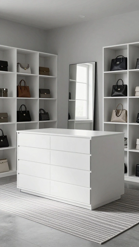 11 Walk-in Closet Ideas With an Island That Look Like a Boutique - 1. The Chic Minimalist Island 1
