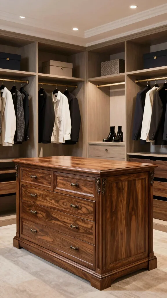 11 Walk-in Closet Ideas With an Island That Look Like a Boutique - 11. Timeless Elegance with Classic Design 1