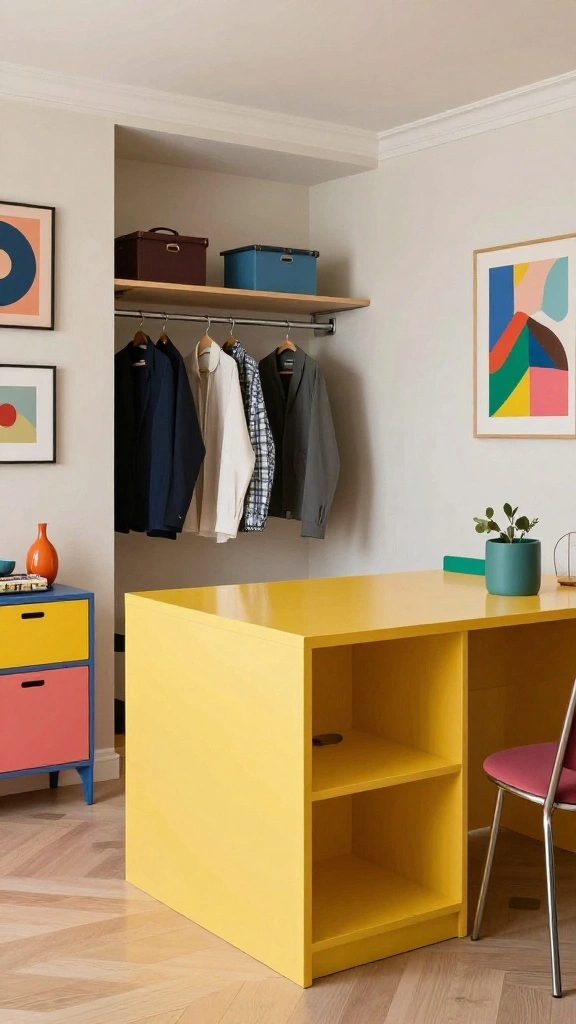 11 Walk-in Closet Ideas With an Island That Look Like a Boutique - 7. Bold Color Statements 1