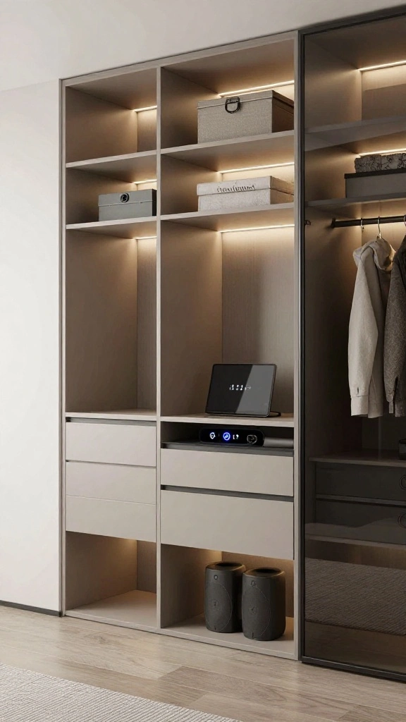 11 Walk-in Closet Ideas With an Island That Look Like a Boutique - 8. Integrated Technology for Modern Convenience 1