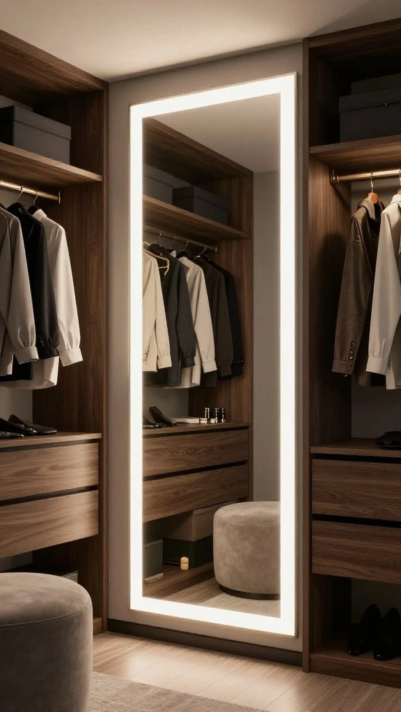 11 Walk-in Closet Mirror Ideas That Add Light and Full-Length Views - 1. Illuminated Wall Mirrors 1