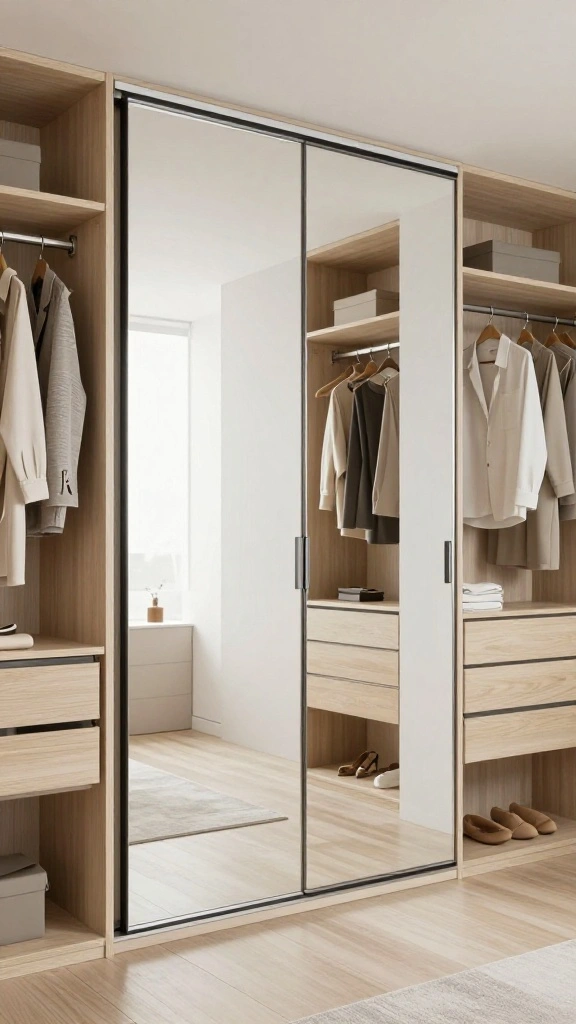11 Walk-in Closet Mirror Ideas That Add Light and Full-Length Views - 4. Full-Length Sliding Mirrors 1