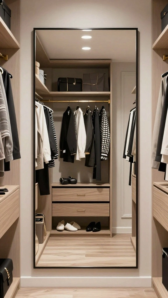 11 Walk-in Closet Mirror Ideas That Add Light and Full-Length Views - 9. Artfully Framed Mirrors 1