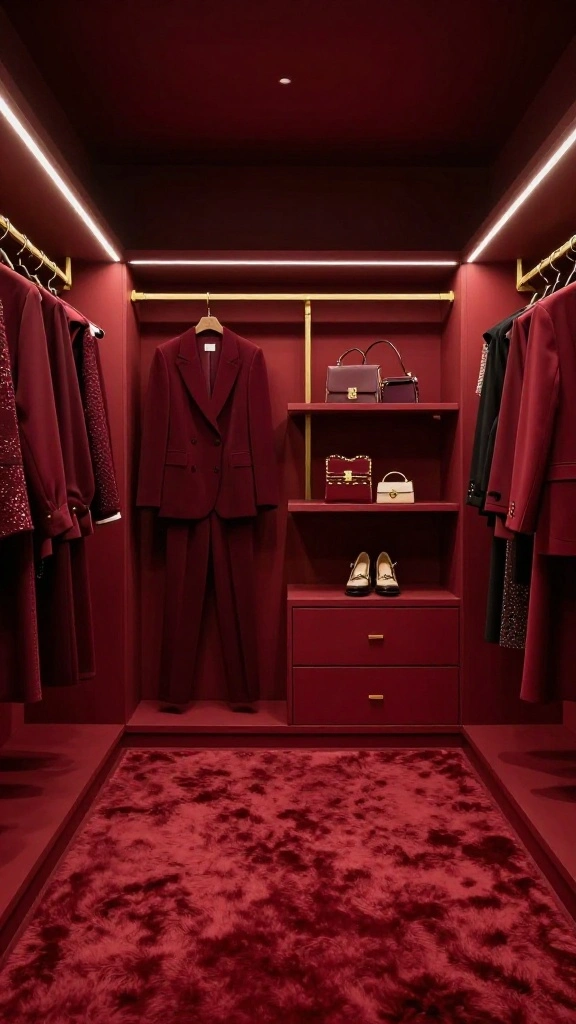 11 Walk-in Closet Paint Color Ideas That Make Getting Dressed More Fun - 10. Rich Burgundy 1