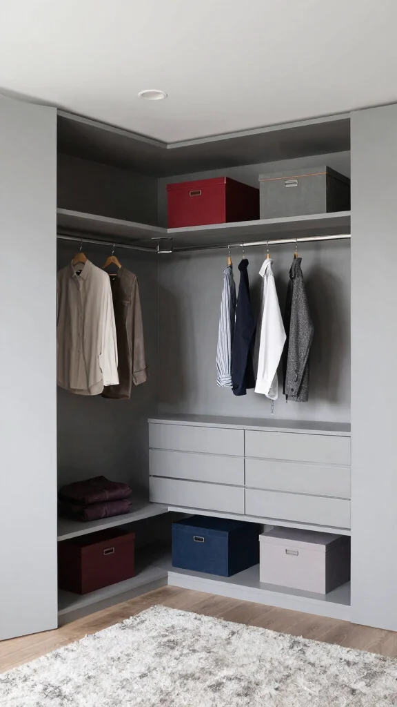 11 Walk-in Closet Paint Color Ideas That Make Getting Dressed More Fun - 7. Elegant Grey 1
