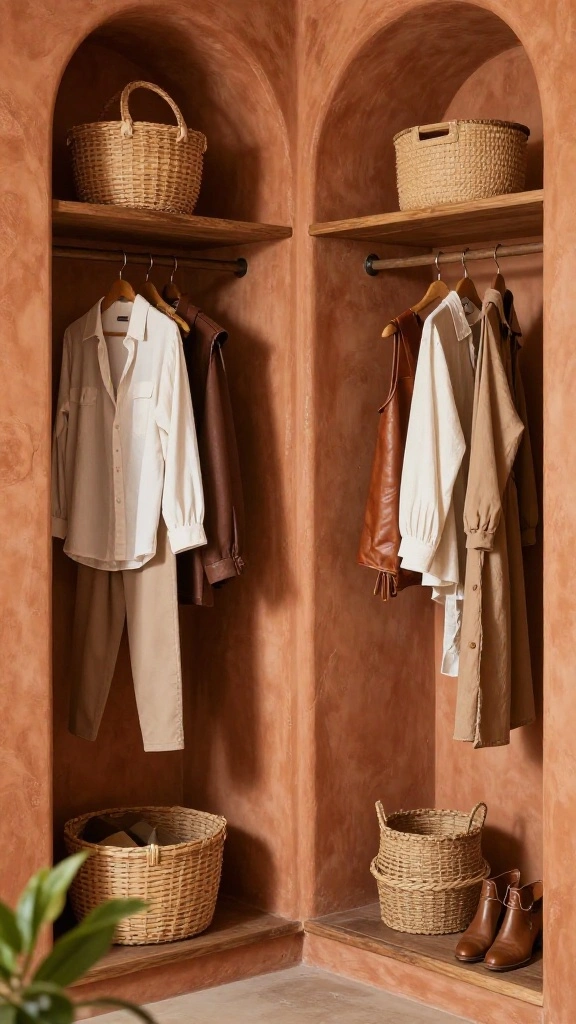 11 Walk-in Closet Paint Color Ideas That Make Getting Dressed More Fun - 9. Rustic Terracotta 1