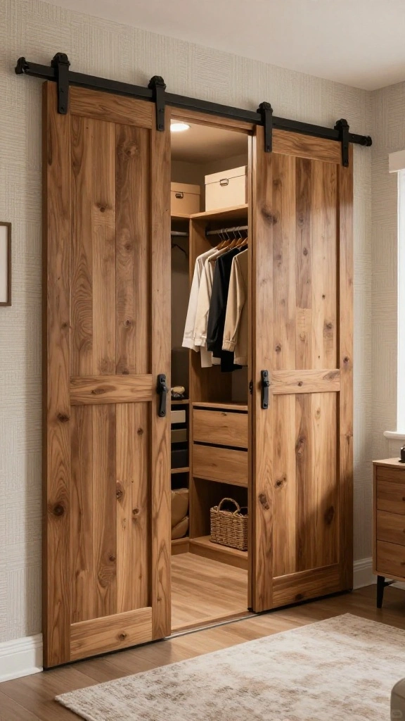 11 Walk-in Closet System Ideas for Maximum Storage in Any Size - 6. Sliding Barn Doors 1
