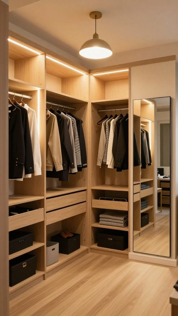 11 Walk-in Closet System Ideas for Maximum Storage in Any Size - 8. Custom Lighting Solutions 1