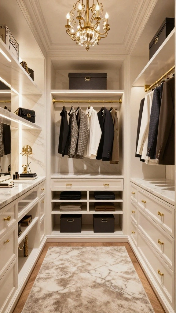 11 Walk-in Closet Trends in 2026 to Upgrade Your Dressing Space - 5. Luxurious Finishes for an Upscale Feel 1