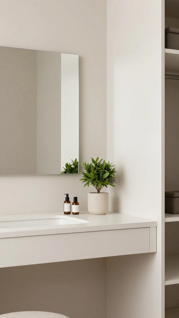 11 Walk-in Closet Vanity Design Ideas From Minimal to Glam - 1. Sleek Minimalist Vanity 1