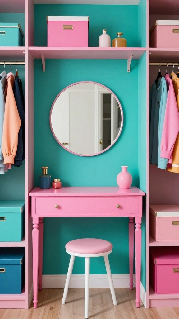 11 Walk-in Closet Vanity Design Ideas From Minimal to Glam - 3. Bold Color Accents 1