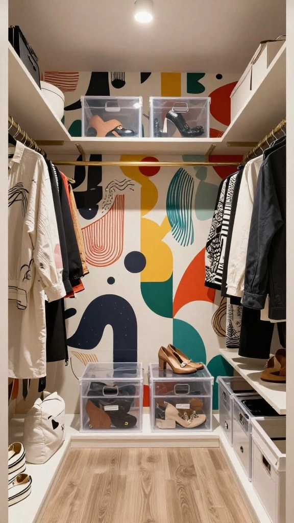 11 Walk-in Closet Wallpaper Ideas That Turn Storage Into a Statement - 10. Artistic Expression 1