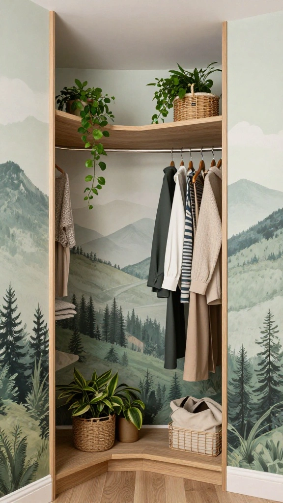 11 Walk-in Closet Wallpaper Ideas That Turn Storage Into a Statement - 11. Nature-Inspired 1
