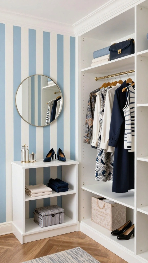 11 Walk-in Closet Wallpaper Ideas That Turn Storage Into a Statement - 7. Classic Stripes 1