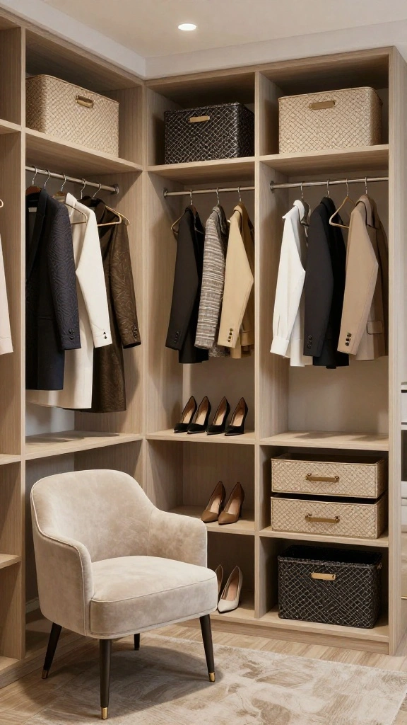 12 DIY Walk-in Closet Ideas That Look Like a Professional Build - 4. Create Zones for Different Purposes 1