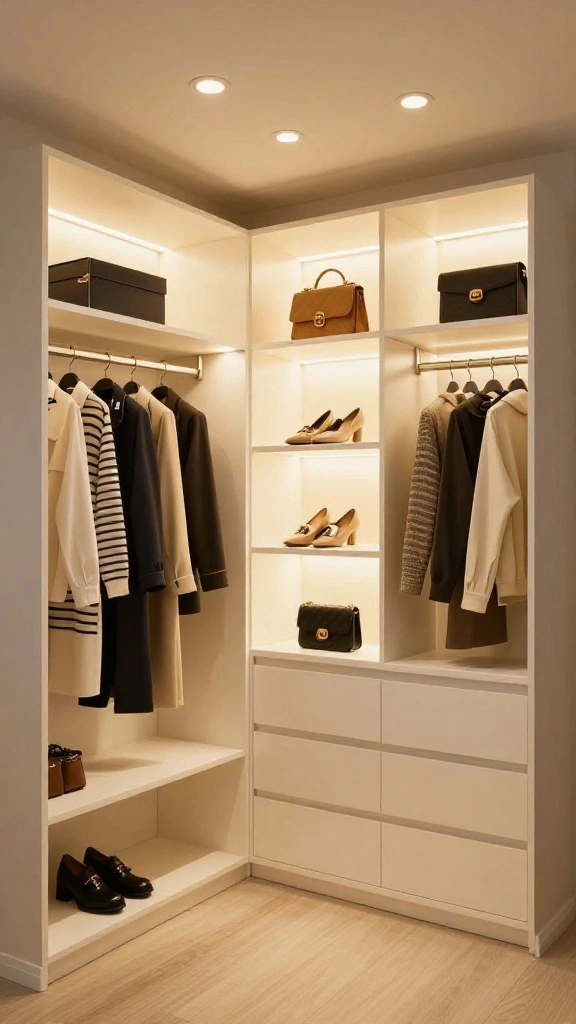 12 DIY Walk-in Closet Ideas That Look Like a Professional Build - 5. Use LED Lighting 1