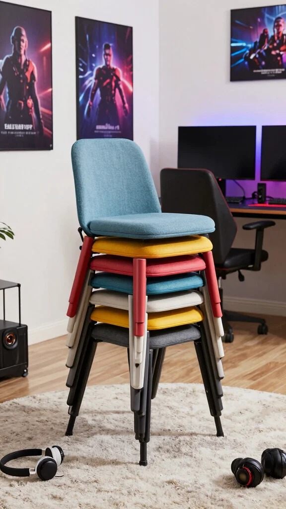 12 Game Room Chair Concepts From Racing Seats to Modular Sofas - 9. Stackable Chairs: Space Savers 1