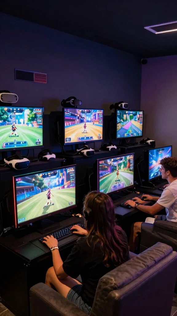 12 Game Room Entertainment Center Ideas for the Ultimate Screen Wall - 11. Interactive Gaming Station 1