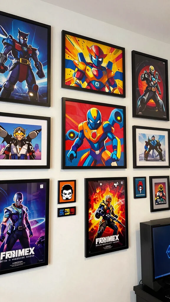 12 Game Room Entertainment Center Ideas for the Ultimate Screen Wall - 9. Creative Wall Art 1