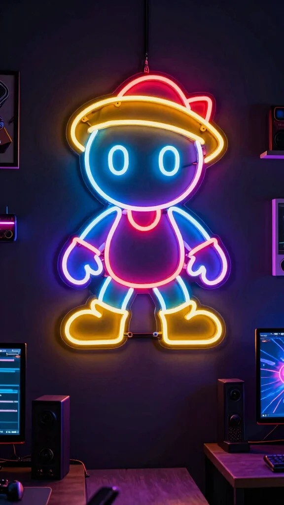 12 Game Room Neon Sign Ideas That Set the Perfect Vibe - 10. Neon Signs with 3D Effects 1