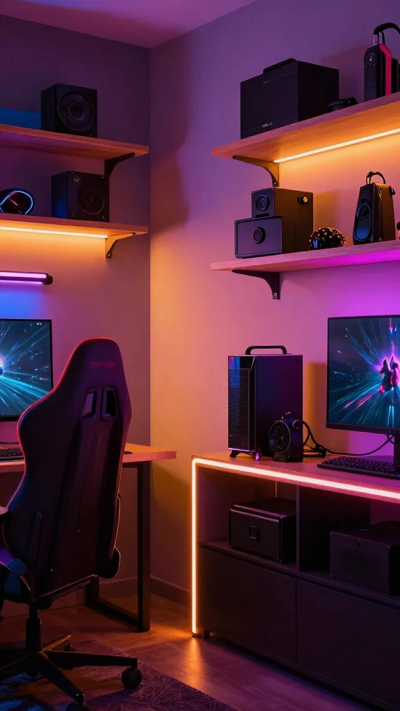 12 Game Room Neon Sign Ideas That Set the Perfect Vibe - 11. Neon Strip Lighting for Accents 1