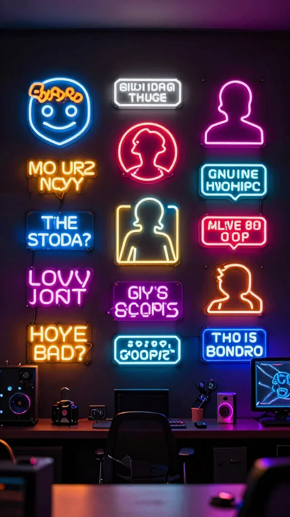 12 Game Room Neon Sign Ideas That Set the Perfect Vibe - 7. Neon Wall Art Combinations 1