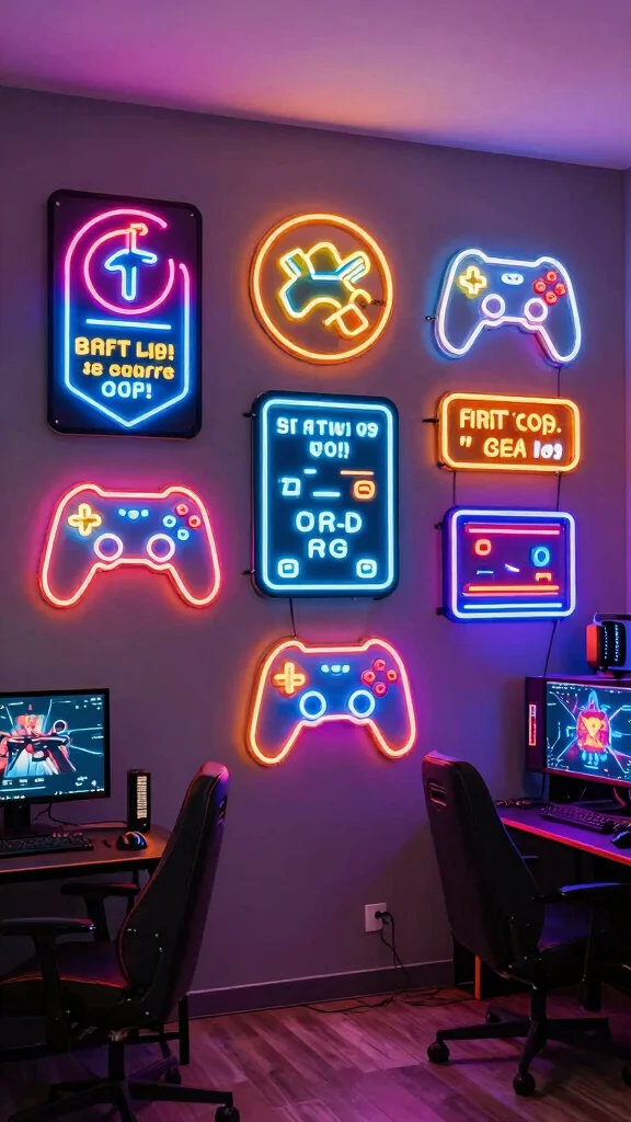 12 Game Room Neon Sign Ideas That Set the Perfect Vibe - 9. Themed Neon Signs for Different Genres 1
