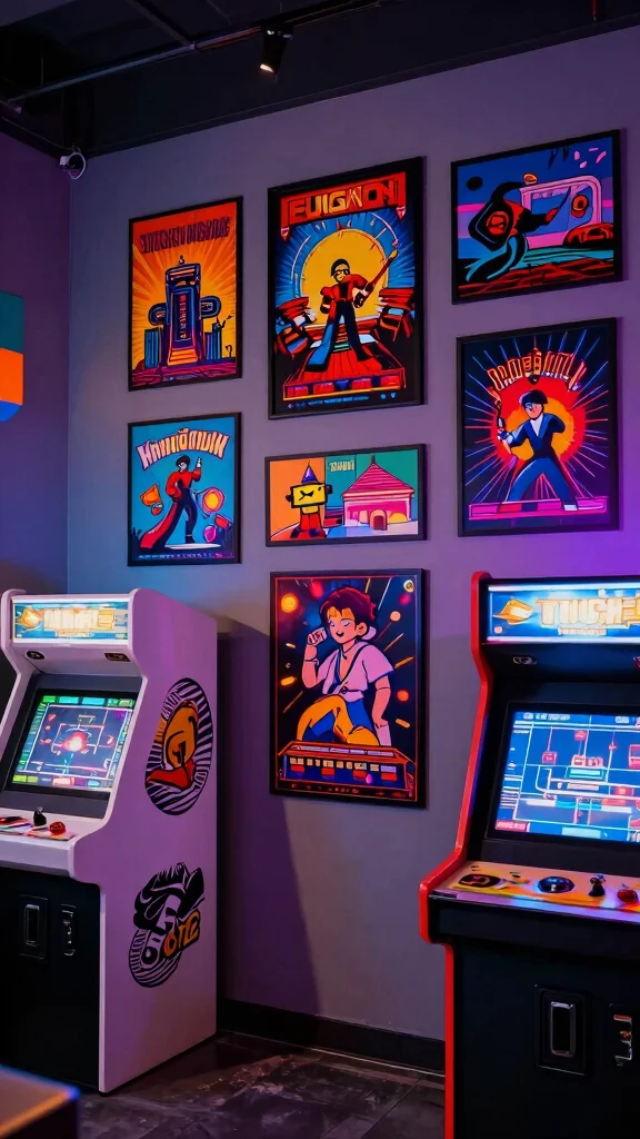 12 Game Room Wall Art Ideas for a Personalized Immersive Space - 6. Retro Arcade Wall Art 1