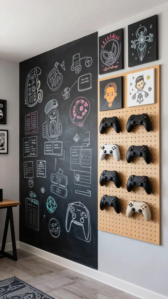 12 Game Room Wall Art Ideas for a Personalized Immersive Space - 7. Interactive Wall Art 1