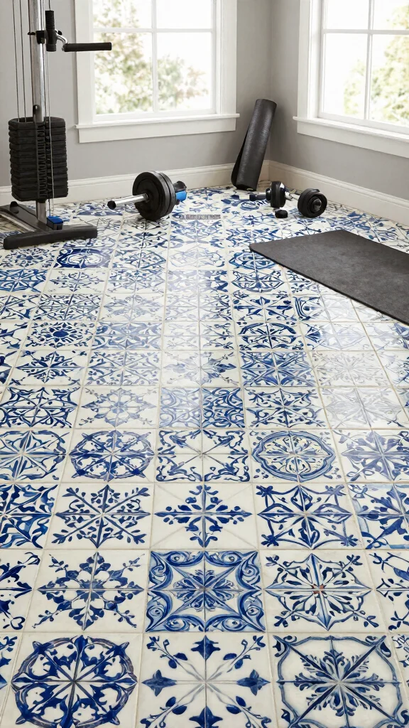 12 Home Gym Flooring Ideas From Rubber Tiles to Luxury Vinyl - 11. Classic Tile for Versatile Functionality 1