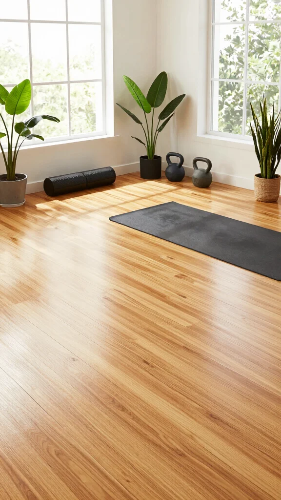 12 Home Gym Flooring Ideas From Rubber Tiles to Luxury Vinyl - 5. Eco-Friendly Bamboo Flooring 1