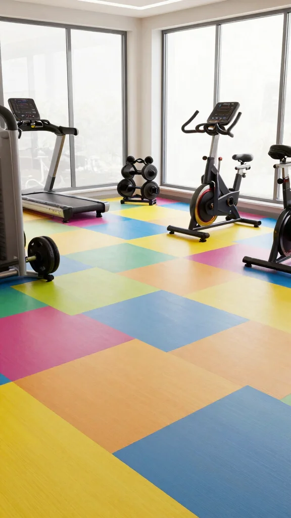 12 Home Gym Flooring Ideas From Rubber Tiles to Luxury Vinyl - 7. Eco-Friendly Linoleum Flooring 1