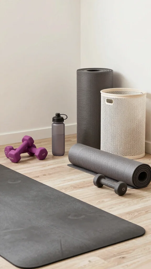 12 Home Gym Interior Design Ideas for a Space You Want to Use Every Day - 12. Aesthetic Gym Accessories 1