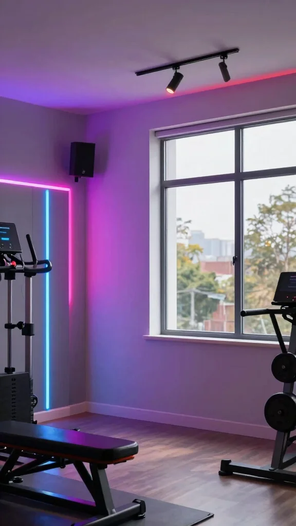 12 Home Gym Interior Design Ideas for a Space You Want to Use Every Day - 5. Smart Lighting Solutions 1