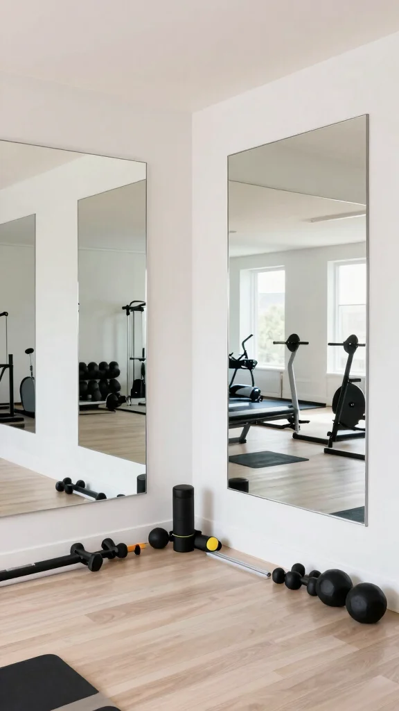 12 Home Gym Interior Design Ideas for a Space You Want to Use Every Day - 6. Mirrors for Illusion and Motivation 1