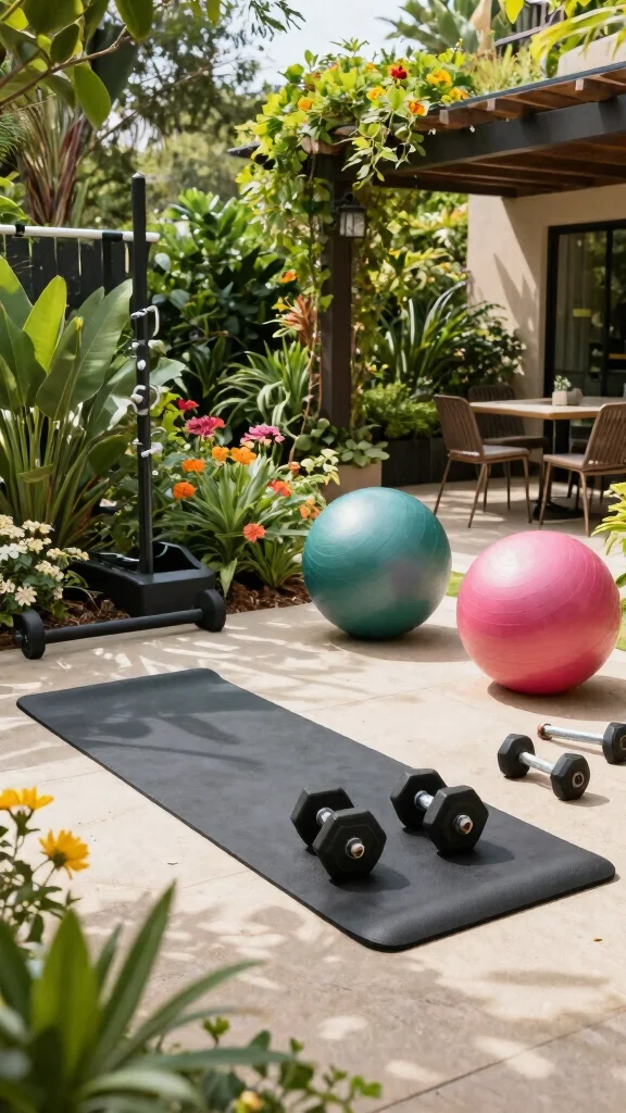 12 Home Gym Layout Ideas for Every Room Shape and Equipment Type - 11. Outdoor Garden Gym 1