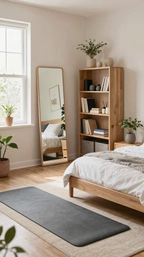 12 Home Gym Layout Ideas for Every Room Shape and Equipment Type - 3. Bedroom Fitness Retreat 1