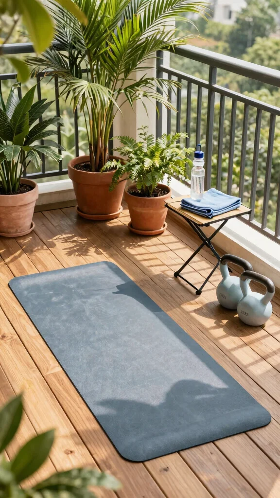 12 Home Gym Layout Ideas for Every Room Shape and Equipment Type - 4. Balcony Boot Camp 1