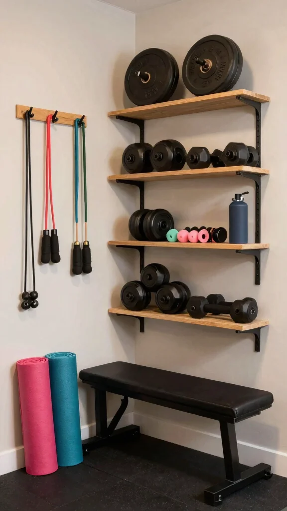 12 Home Gym Layout Ideas for Every Room Shape and Equipment Type - 5. Under-Stairs Fitness Zone 1