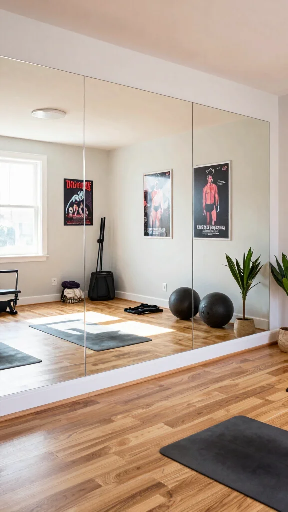 12 Home Gym Mirror Ideas for Better Visibility and a Bigger Space - 1. Full-Length Wall Mirrors for Maximum Reflection 1
